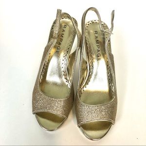 Rampage open toe glitter pumps